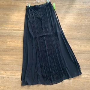SALE 🦋 NWT Alice + Olivia Black Fringe Maxi Skirt Sz 10